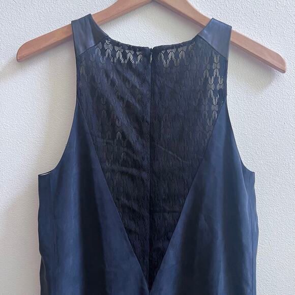 Rag & Bone Silk Round Neck Lace Leather Sleeveless Black Career Top Women's M - Picture 4 of 8